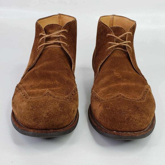 Peal & Co x Brooks Brothers Suede Chukka Boots Wingtip Mens Size 11 D Brown - Picture 2 of 11